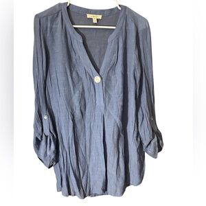Blue Button-Up Women's Top